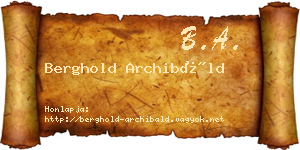Berghold Archibáld névjegykártya